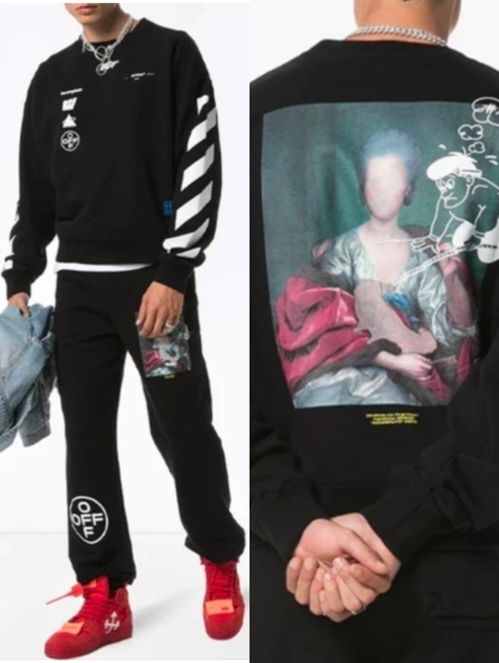 Off-white C/O VIRGIL ABLOH Black Mariana Crewneck Sweatshirt Size S $580